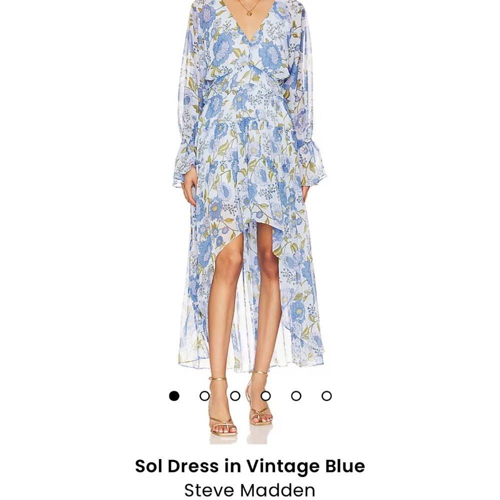 STEVE MADDEN HIGH-LOW FLORAL BLUE DRESS XS